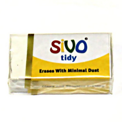 Ластик SIVO Tidy, 35*17*10 мм, в к/обертке, TPR, прямоугольный, белый