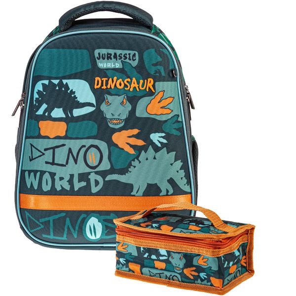 Рюкзак ученический Hatber Ergonomic light_ Dino world, 38*29*16 см, 17 л, 850 г, 2 отд., эрг. спинка, нагрудная пряжка, термобокс Акция!