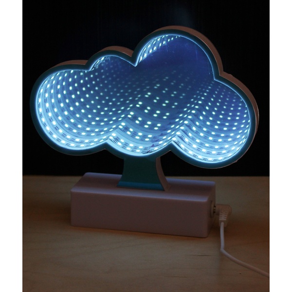 Светильник настольный декоративный зеркальный 3D Облако, белый свет 