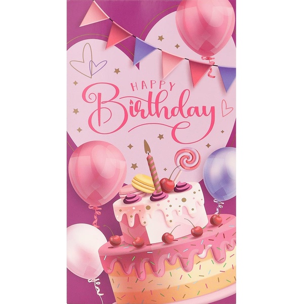 Конверт для денег Happy Birthday Тортик на розовом, Optima