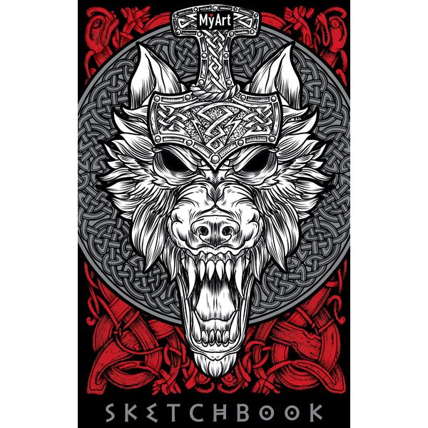 Скетчбук B6, на склейке, 64 л., бел. блок 120 г/м², MyArt Кельтские мотивы_Кельтский волк  Акция