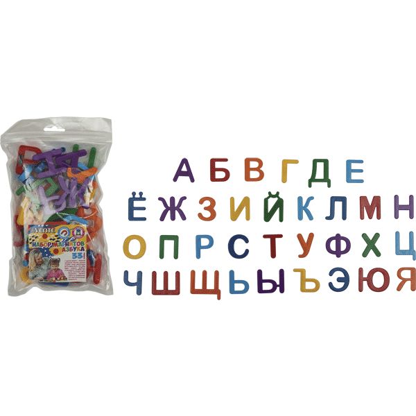 Магниты обучающие deVENTE. Азбука, 33 предмета, размер 1 шт. 32*28*6 мм, пластик, 7 цветов, в п/п Акция!