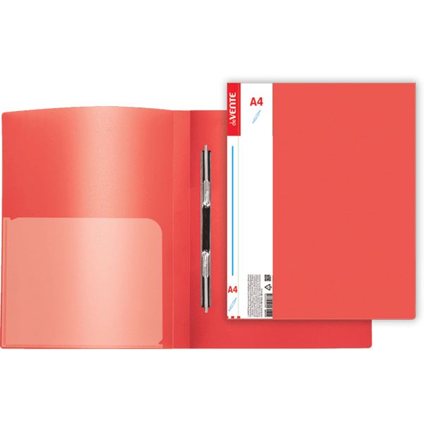 Папка с пружинным скоросшивателем, А4, PP 600 мкм, "песок", торц./вн. карм., deVENTE Daily_красная