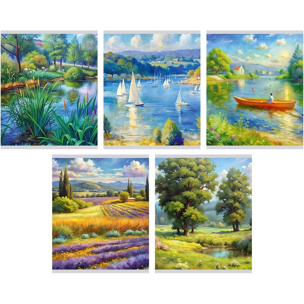 Тетрадь А5, клетка, 48 л., на скобе, 60 г/м², вд-лак, Listoff Тетрадь как искусство_5 дизайнов