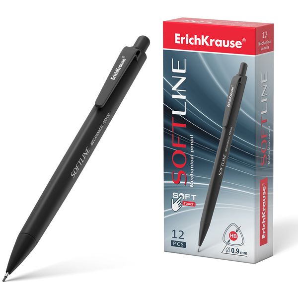 Карандаш механический 0.9 мм, НВ, ErichKrause SoftLine, треугольный корпус soft touch, клип, ластик Карандаш механический 0.9 мм, НВ, ErichKrause SoftLine, треугольный корпус soft touch, клип, ластик