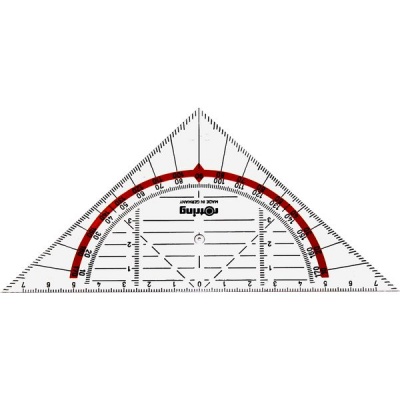 Треугольник-транспортир 45°/14 см, пластиковый, прозрачный, Rotring Centro 