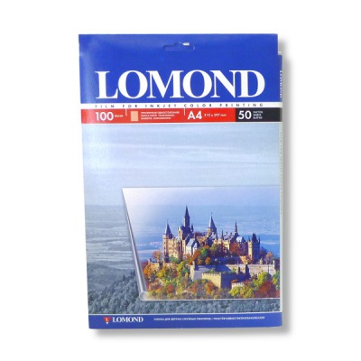 Пленка для струйной печати, A4, 100 мкм, прозрачная, 50 л., LOMOND PET InkJet Film
