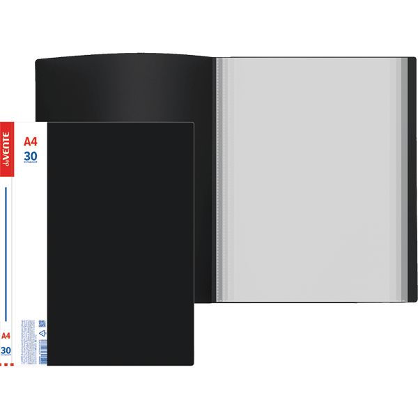 Папка с 30 файлами А4, PP 500/30 мкм, "песок", торц. карман, deVENTE Daily/ Черная