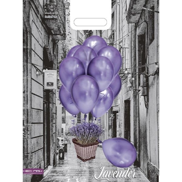 Пакет с вырубной ручкой, 38*47 см, полиэтилен 60 мкм, Воздушные шары