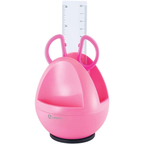 Органайзер вращающийся с канцелярским инструментом LAMARK Compact, 3 предмета, розовый  Акция!