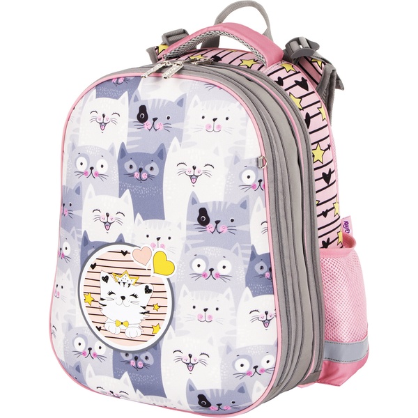 Рюкзак ученический ЮНЛАНДИЯ Extra_Gray kittens, 38*29*18 см, 17 л, 950 г, 2 отд., эрг. спинка  Акция!