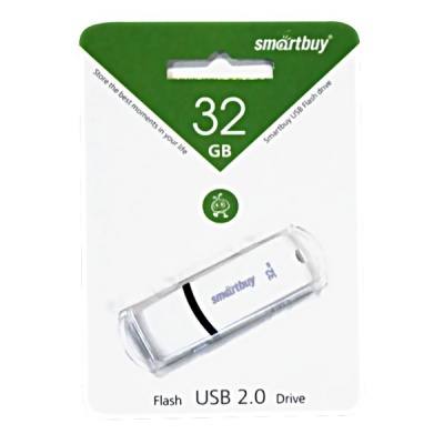 Флеш-накопитель USB 2.0, 32 ГБ, Smartbuy Paean White/белый