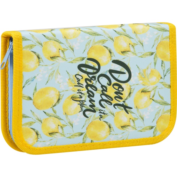 Пенал 1 отд., на молнии, 190*130*28 мм, текстиль, откидная планка, ArtSpace Lemon dream