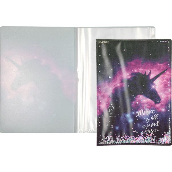 Папка с 20 файлами А4, 2-ая обложка (500+100/30 мкм), конфетти, вн. карм., deVENTE Dream Unicorn АКЦИЯ!!!