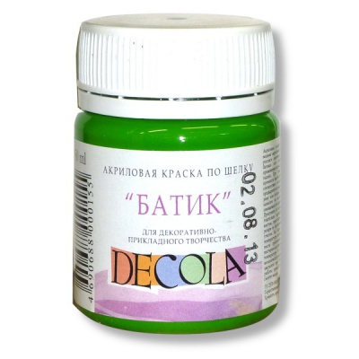 Краска по шелку DECOLA Батик, зеленая светлая, акриловая, банка 50 мл Акция!