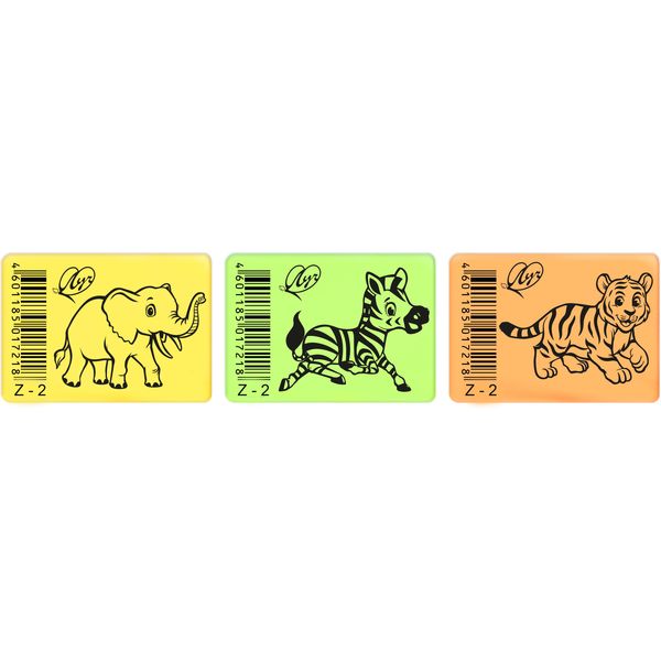Ластик ЛУЧ Zoo Z2, TPR, прямоугольный, 35*25*8 мм, неоновый, 3 дизайна