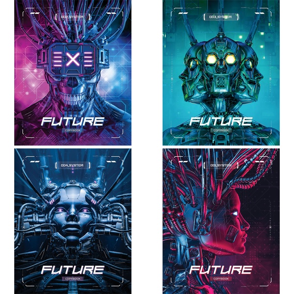 Тетрадь А5, клетка, 60 л., на гребне, 60 г/м², мат. лам., тисн. ф., BG Future_4 дизайна  Акция!