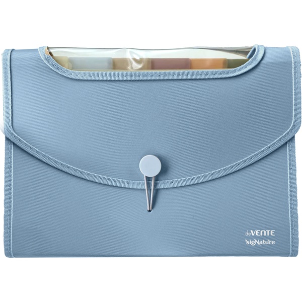 Папка-картотека А4, 8 отд., на резинке, PP 650/160 мкм, "ткань", окошко, deVENTE sigNATURE/ Сумеречно-синяя