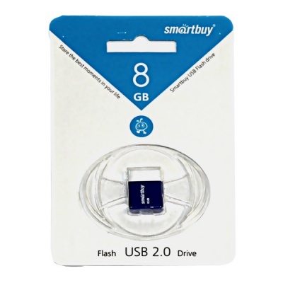 Флеш-накопитель USB 2.0, 8 ГБ, Smartbuy LARA_синий