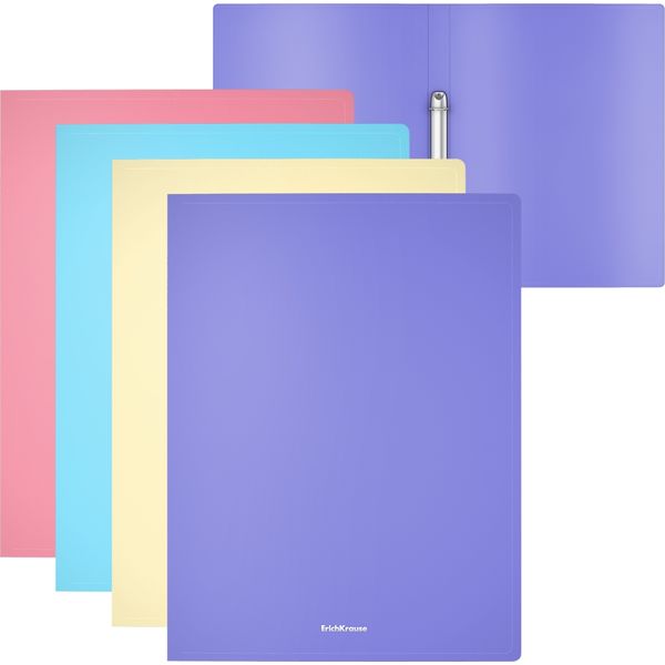 Папка на 2-х кольцах, А4, пластик 400 мкм, "диагональ", корешок 24 мм, ErichKrause Matt Pastel_ассорти