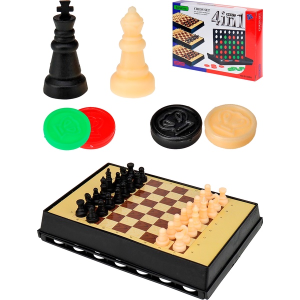 Игра настольная 4 в1 Шахматы/шашки/нарды/домино Игра настольная 4 в1 Шахматы/шашки/нарды/домино