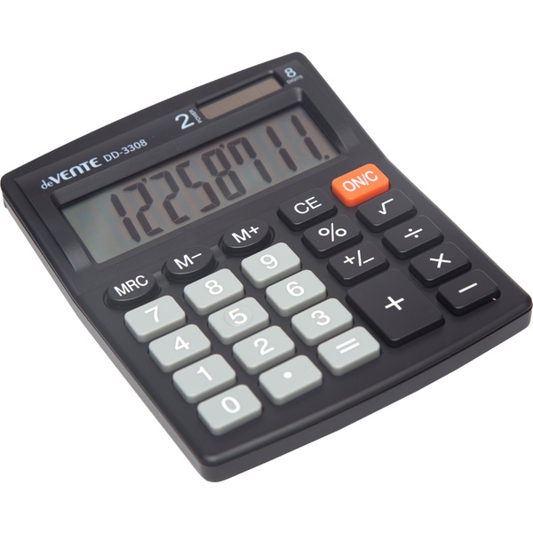 Калькулятор базовый deVENTE DD-3308, 8-разряд., 1 яч. пямяти, дв. питание, черный Калькулятор базовый deVENTE DD-3308, 8-разряд., 1 яч. пямяти, дв. питание, черный