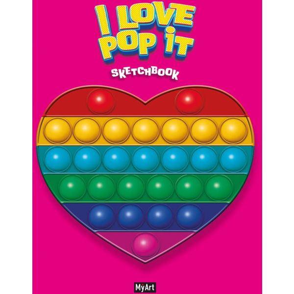 Скетчбук А5, тв. переплет, 64 л., бел. блок 120 г/м², ляссе, MyArt I love Popit   Акция