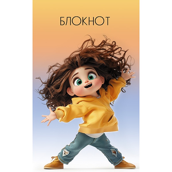 Блокнот на скобе А7, 16 л., клетка, 60 г/м², вд-лак, PLANO Крутая девчонка   Акция!