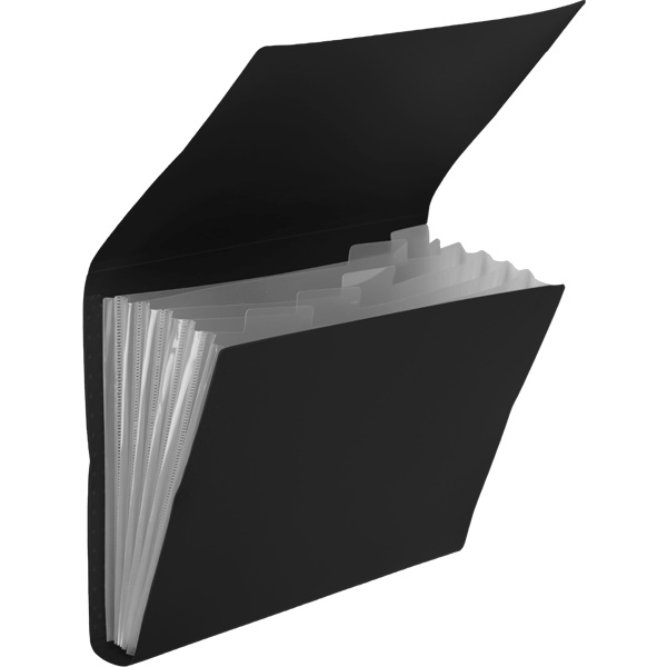 Папка-картотека А4, 6 отд., на резинке, 550/140 мкм, непрозрачная, черная, deVENTE Black Папка-картотека А4, 6 отд., на резинке, 550/140 мкм, непрозрачная, черная, deVENTE Black