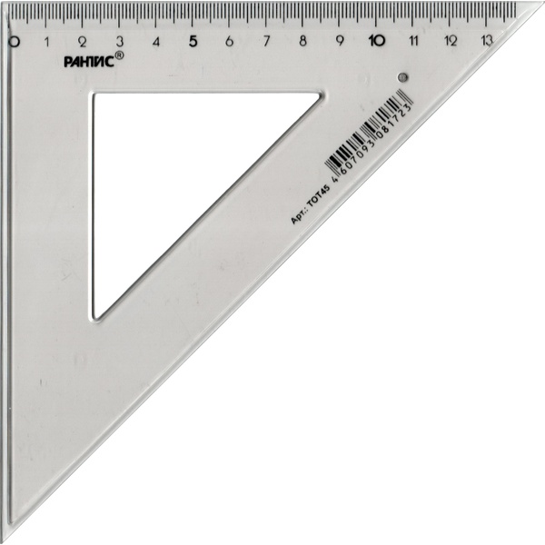 Угольник 45*/14 см, пластиковый, полупрозрачный, РАНТИС_дымчатый