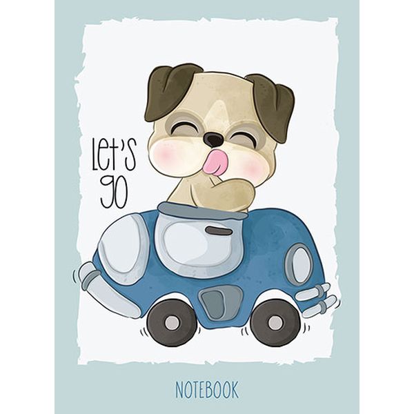 Блокнот на скобе А5, 32 л., линия, 80 г/м², обл. пластик + картон, PLANO Щенок на авто  Акция!