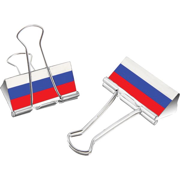 Зажимы для бумаг 25 мм, 6 шт., с дизайном, блистер, deVENTE Триколор