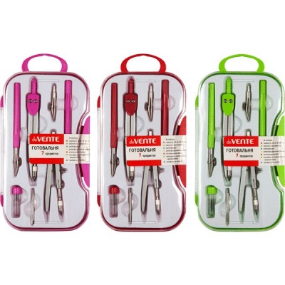 Готовальня deVENTE 7 предметов, в пласт. пенале_3 цвета