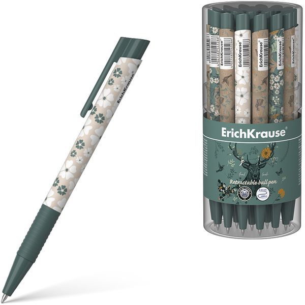 Ручка шариковая автомат., синяя, 0.7 мм, рифл. грип, soft touch, ErichKrause Natural Life Matic&Grip Ручка шариковая автомат., синяя, 0.7 мм, рифл. грип, soft touch, ErichKrause Natural Life Matic&Grip