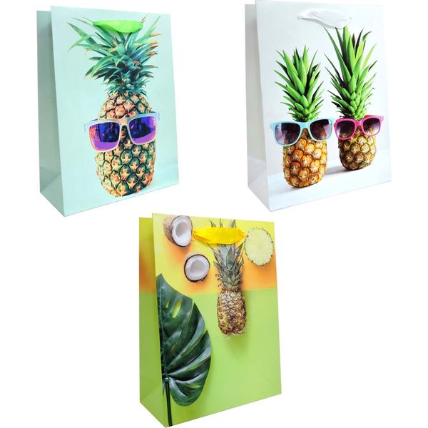 Пакет подарочный, 18*24*8 см, мел. картон, Цветы_Фруктовое настроение_3 дизайна Акция!