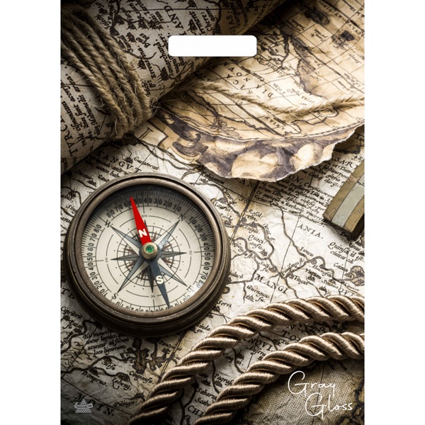 Пакет с вырубной ручкой, 43*31 см, полиэтилен 50 мкм, Грэй Глосс_Карта