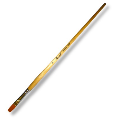 Кисть синтетика, №8, плоская, удл. деревянная ручка, лак, СОНЕТ