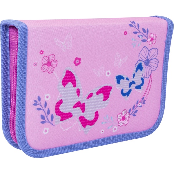 Пенал 1 отд., на молнии, 200*140*40 мм, текстиль, 2 отк. планки, Tiger Family Marshmallow Butterfly