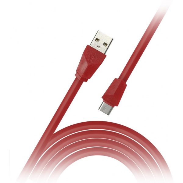 Дата-кабель Smartbuy USB - micro USB, плоский, длина 1,0 м, красный