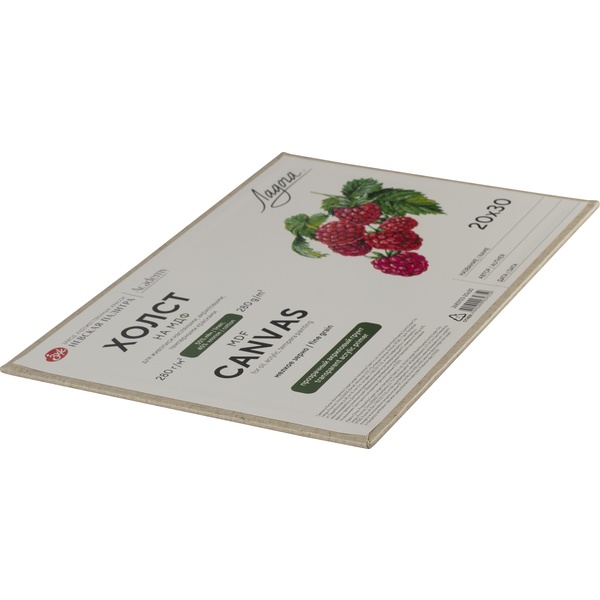 Холст на МДФ грунтованный, 20*30 см, 55% лен, 45% хлопок, м/зерно, 280 г/м², ЛАДОГА Акция!