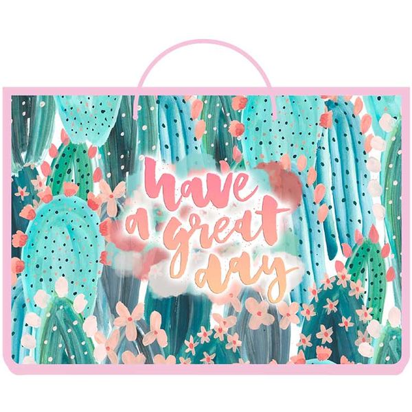 Папка-портфель А4, пластиковая, на молнии, 1 отд., ПЧЕЛКА Хороший день (веревочная ручка) Акция!