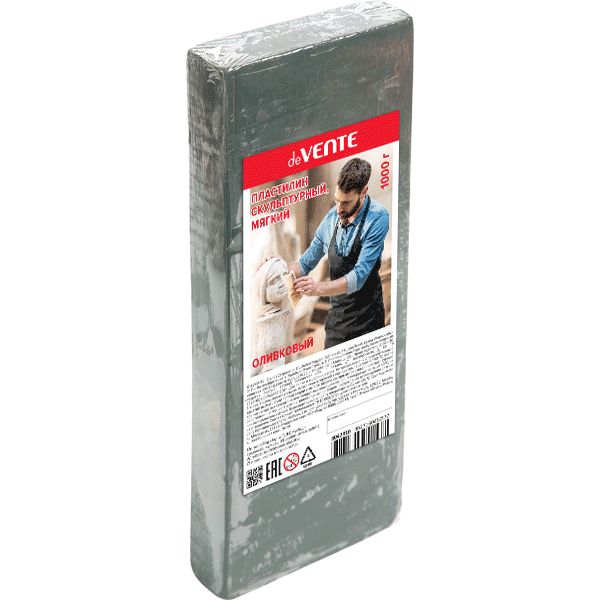 Пластилин скульптурный deVENTE, мягкий, оливковый, 1000 г (т/у пленка)