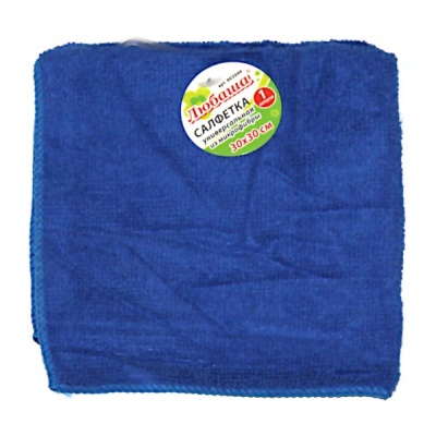 Салфетка универсальная, 30*30 см, микрофибра, 180 г/м², цв.: синий, ЛЮБАША Эконом