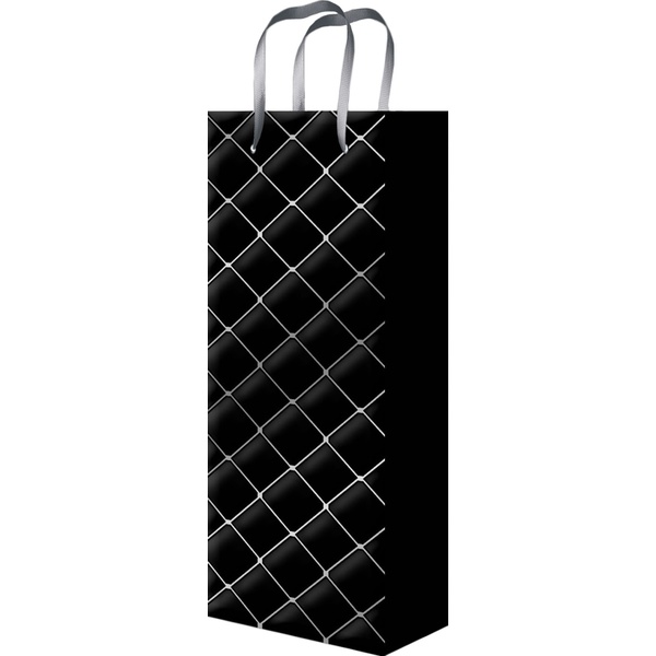 Пакет подарочный, 12*35*10 см, мел. бумага 210 г/м², матовый, Dream cards Изысканный_черный (под бутылку)