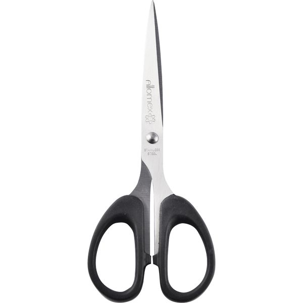 Ножницы 180 мм, классические, пластик. кольца, черные, Attomex