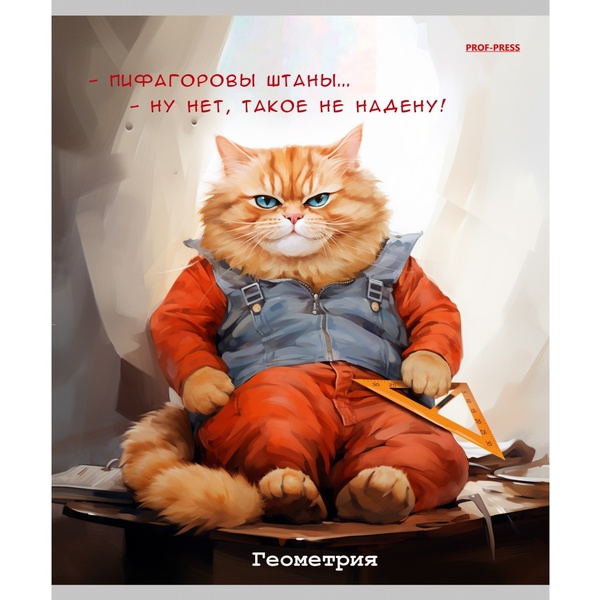 Тетрадь предметная А5, 48 л., клетка, 60 г/м², Prof-Press Жил был кот_Геометрия