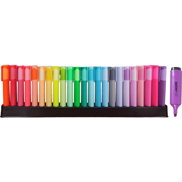 Текстмаркеры 23 цвета, микс оттенков, ШЛ 1-5 мм, н-к "клин", deVENTE