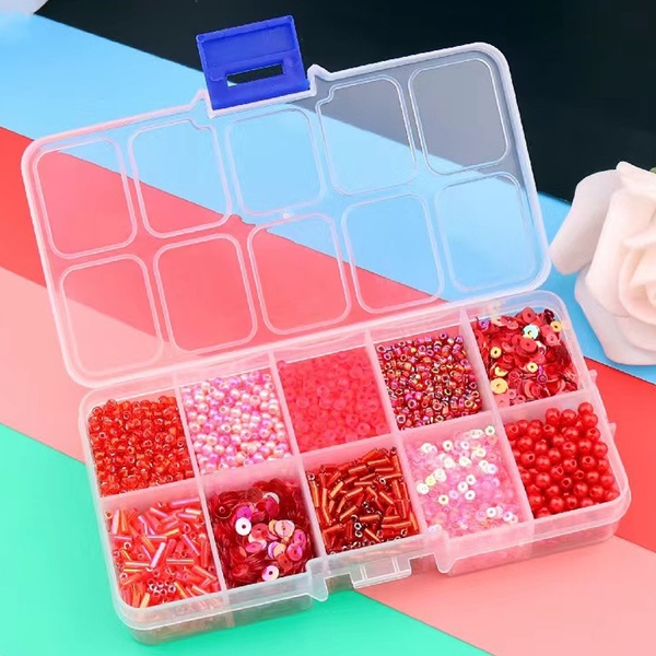 Бисер/бусины 10 вар. по 10 г, цв.: красный, MAYLOTT Rosso (п/контейнер)