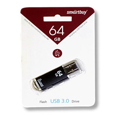 Флеш-накопитель USB 3.0, 64 ГБ, Smartbuy V-Cut/ Черный
