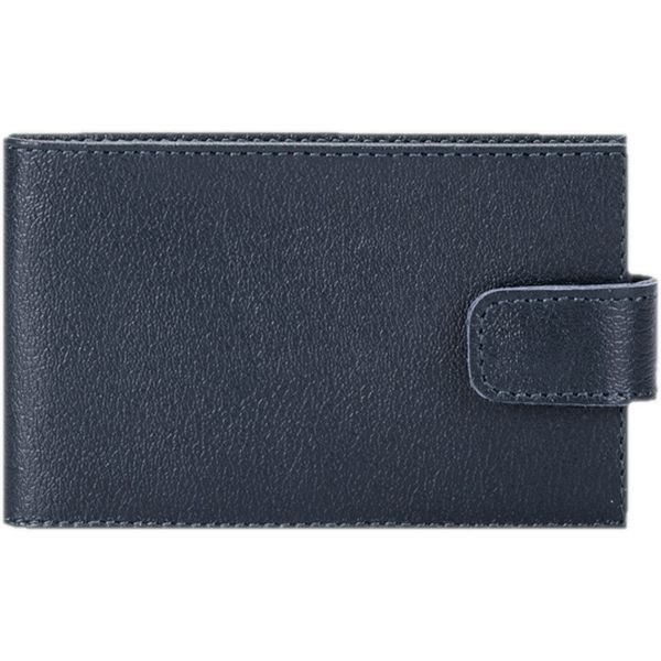 Визитница карманная FABULA, на 40 визиток, нат. кожа, с хлястиком, отстроч., синяя Акция!